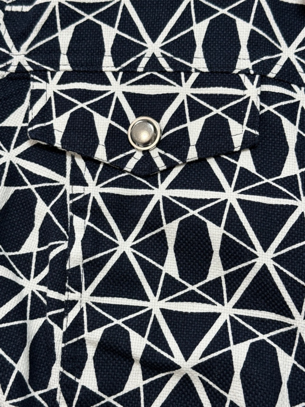 CJ Banks Navy and White Geometric Button Jacket Size 1X - Picture 4 of 9